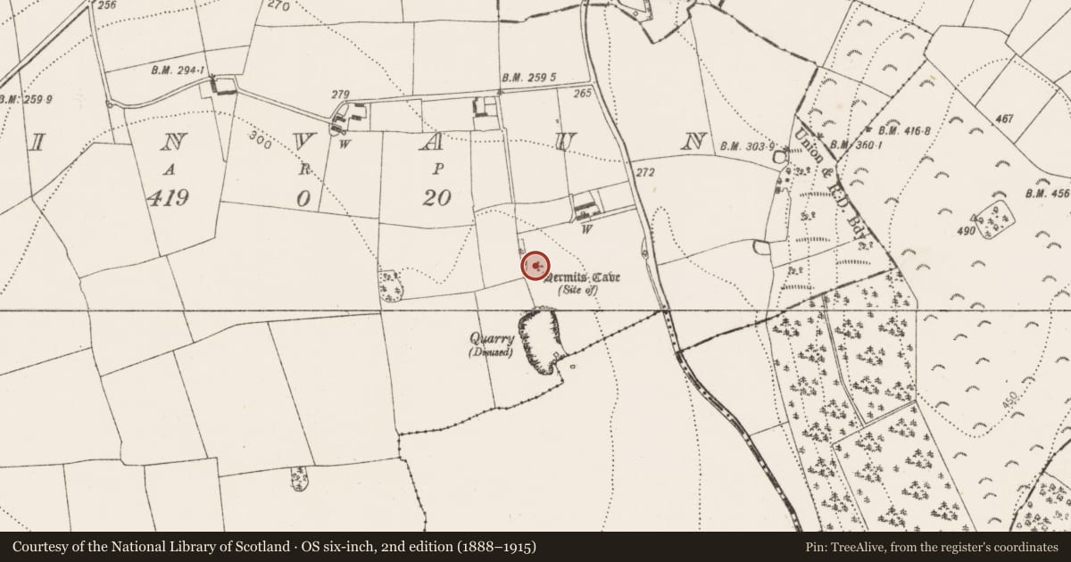 Ordnance Survey six-inch map, 2nd edition (1888–1915) covering the location of Structure, Tinvaun, County Kilkenny, with a pin at the register's coordinates