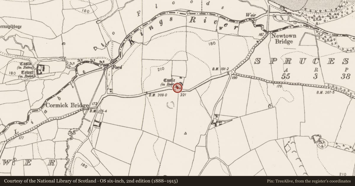 Ordnance Survey six-inch map, 2nd edition (1888–1915) covering the location of Enclosure, Rathculbin, County Kilkenny, with a pin at the register's coordinates
