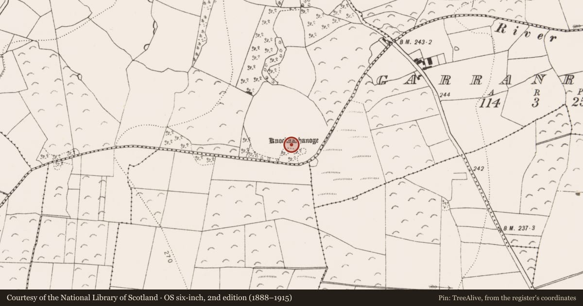 Ordnance Survey six-inch map, 2nd edition (1888–1915) covering the location of Enclosure, Graigue, County Kilkenny, with a pin at the register's coordinates