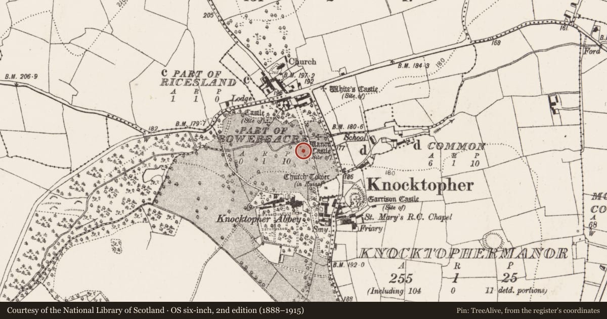Ordnance Survey six-inch map, 2nd edition (1888–1915) covering the location of Historic town, County Kilkenny, with a pin at the register's coordinates