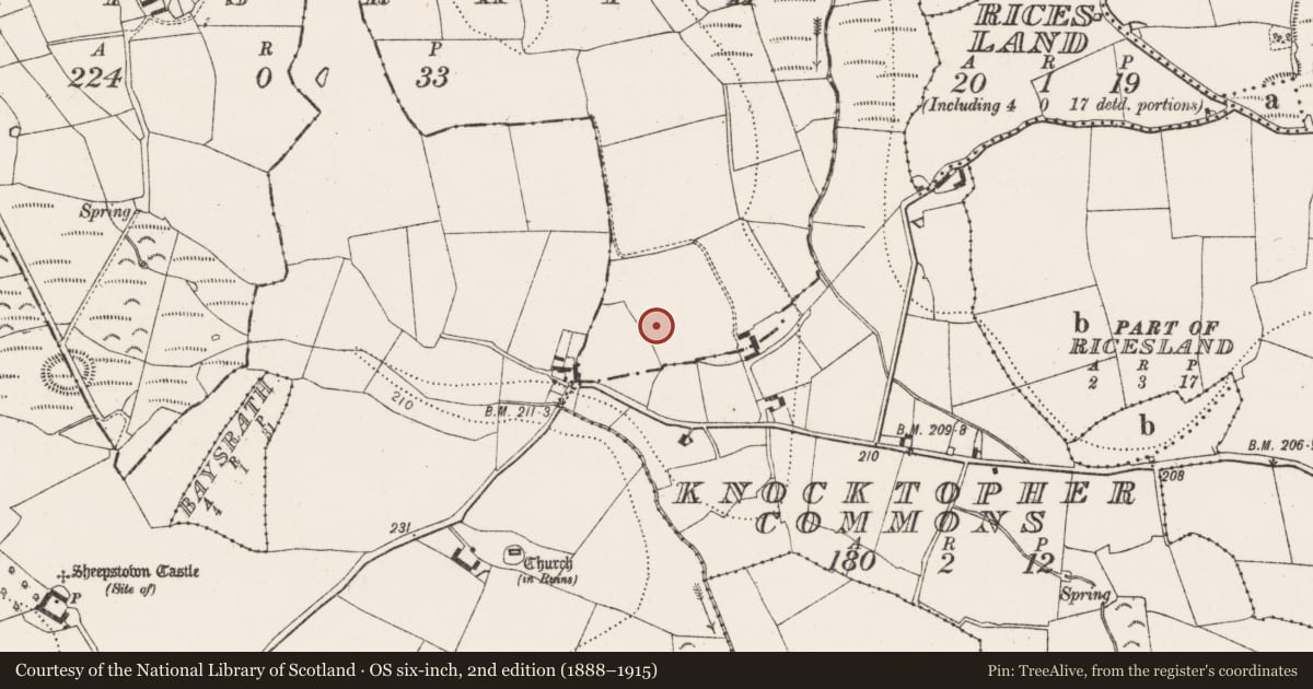 Ordnance Survey six-inch map, 2nd edition (1888–1915) covering the location of Excavation - miscellaneous, Baysrath, County Kilkenny, with a pin at the register's coordinates
