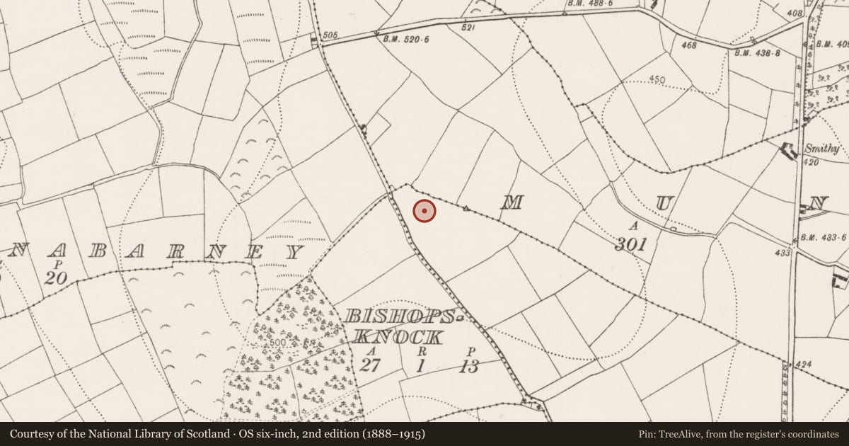Ordnance Survey six-inch map, 2nd edition (1888–1915) covering the location of Enclosure, Farrantemple, County Kilkenny, with a pin at the register's coordinates