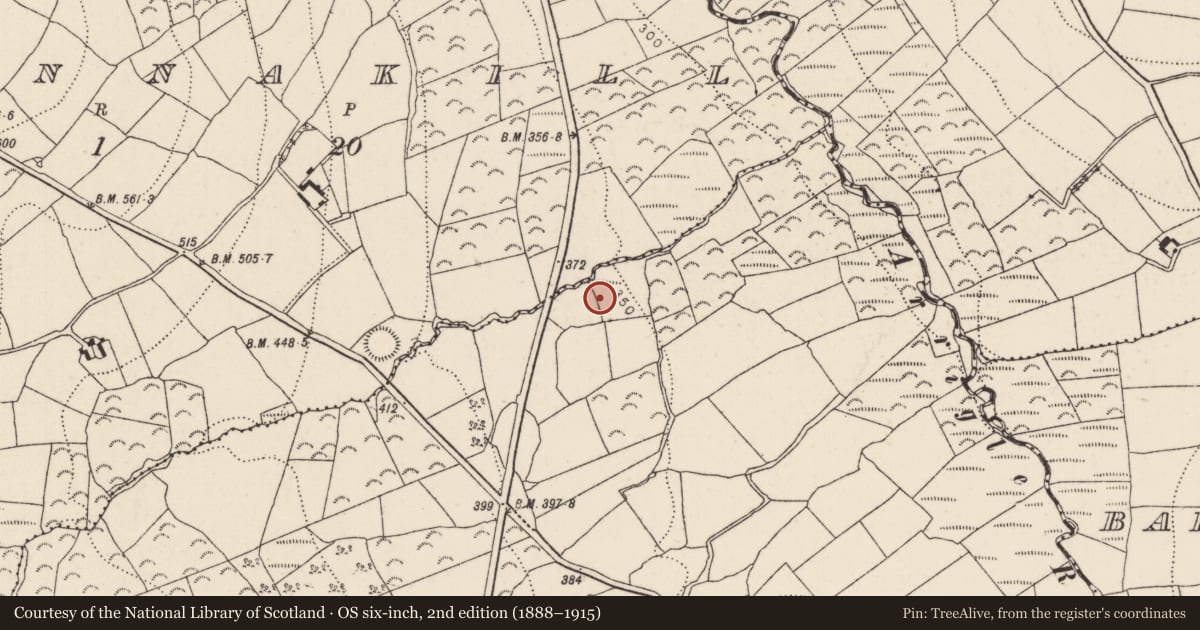 Ordnance Survey six-inch map, 2nd edition (1888–1915) covering the location of Enclosure, Glenpipe, County Kilkenny, with a pin at the register's coordinates