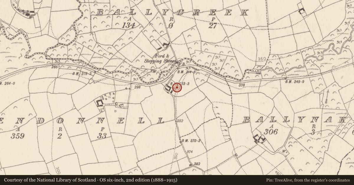 Ordnance Survey six-inch map, 2nd edition (1888–1915) covering the location of Ringfort - unclassified, Glendonnell, County Kilkenny, with a pin at the register's coordinates