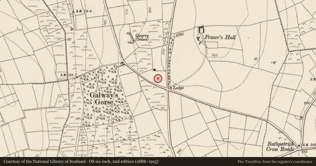 Ordnance Survey six-inch map, 2nd edition (1888–1915) covering the location of Standing stone, Kilmurry, County Kilkenny, with a pin at the register's coordinates