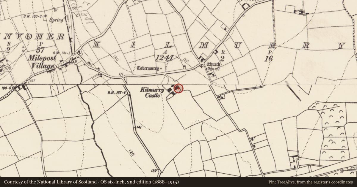 Ordnance Survey six-inch map, 2nd edition (1888–1915) covering the location of Chapel, Kilmurry, County Kilkenny, with a pin at the register's coordinates