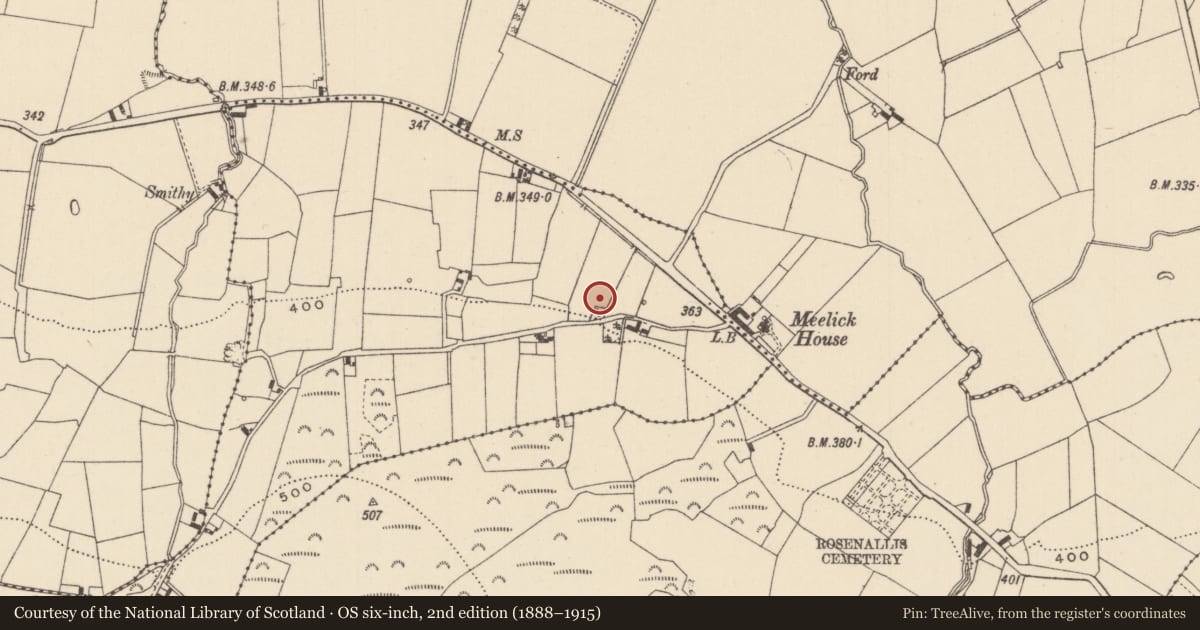 Ordnance Survey six-inch map, 2nd edition (1888–1915) covering the location of Ritual site - holy well, Lackan, County Laois, with a pin at the register's coordinates