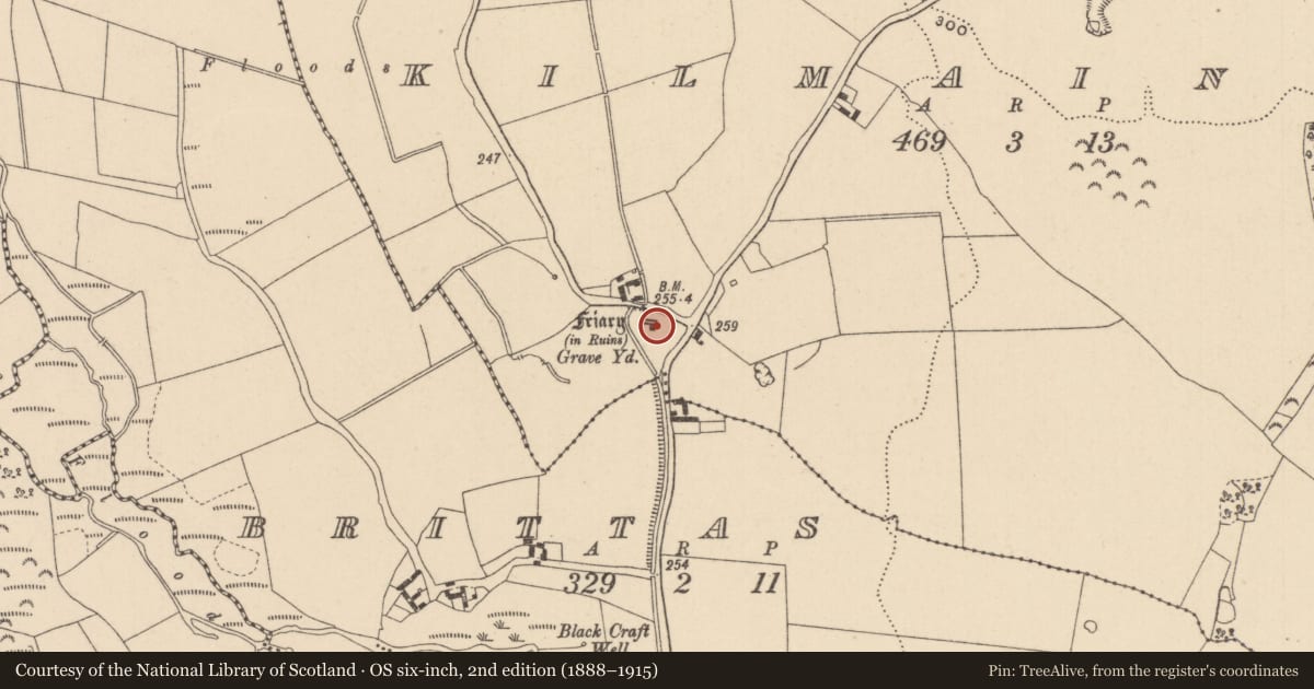 Ordnance Survey six-inch map, 2nd edition (1888–1915) covering the location of Religious house - unclassified, Kilmainham, County Laois, with a pin at the register's coordinates
