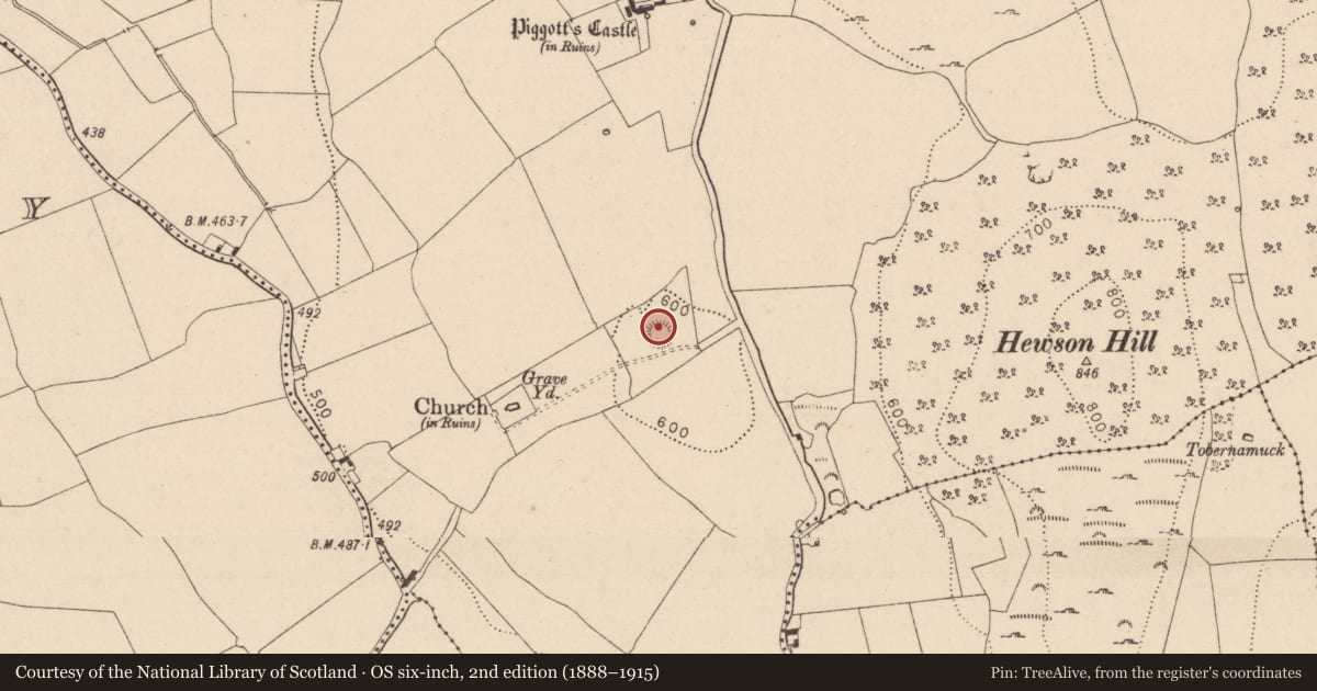 Ordnance Survey six-inch map, 2nd edition (1888–1915) covering the location of Earthwork, Dysart, County Laois, with a pin at the register's coordinates