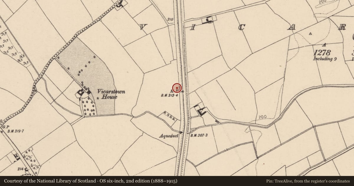 Ordnance Survey six-inch map, 2nd edition (1888–1915) covering the location of Moated site, Vicarstown (Dodd), County Laois, with a pin at the register's coordinates