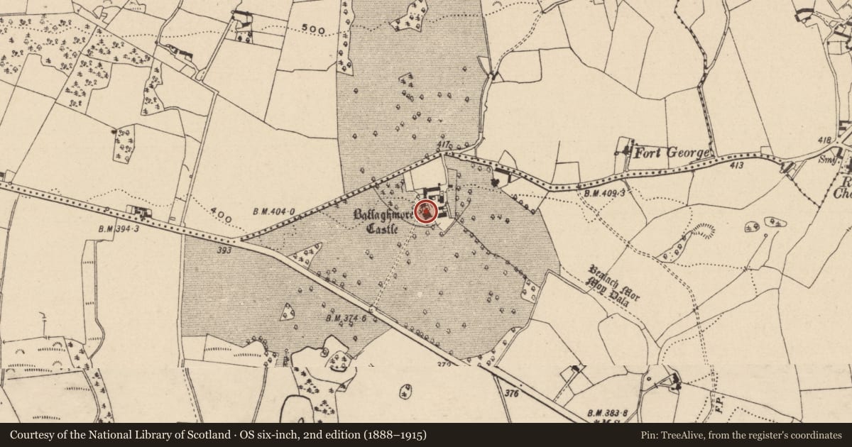 Ordnance Survey six-inch map, 2nd edition (1888–1915) covering the location of Bawn, Ballaghmore Upper, County Laois, with a pin at the register's coordinates