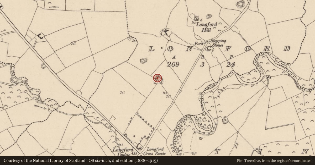 Ordnance Survey six-inch map, 2nd edition (1888–1915) covering the location of Ringfort - rath, Longford, County Laois, with a pin at the register's coordinates