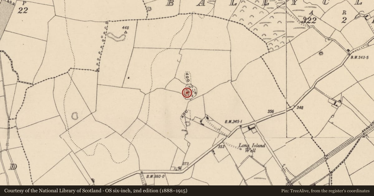 Ordnance Survey six-inch map, 2nd edition (1888–1915) covering the location of Enclosure, Cuddagh, County Laois, with a pin at the register's coordinates