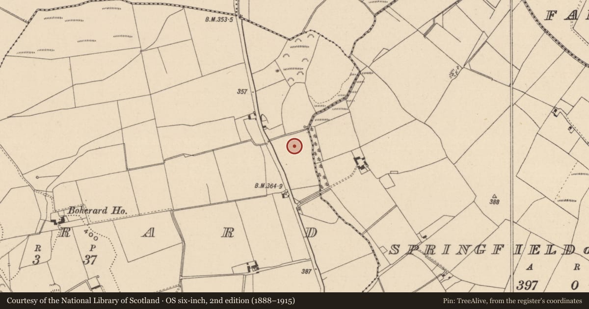 Ordnance Survey six-inch map, 2nd edition (1888–1915) covering the location of Enclosure, Boherard, County Laois, with a pin at the register's coordinates