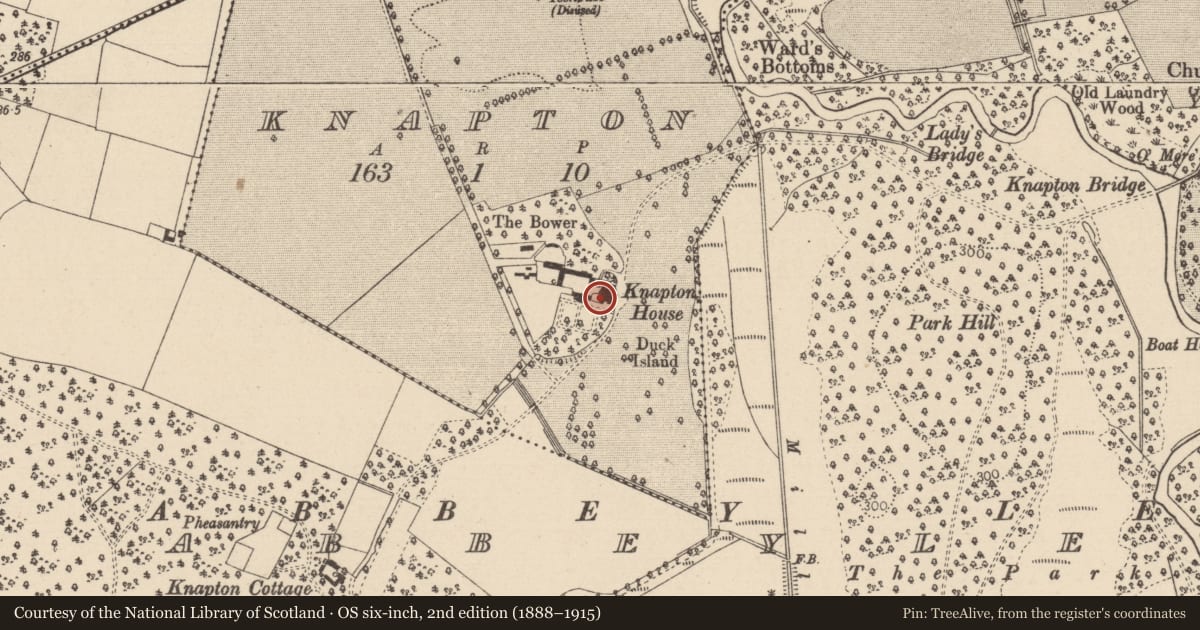 Ordnance Survey six-inch map, 2nd edition (1888–1915) covering the location of House - 16th/17th century, Knapton, County Laois, with a pin at the register's coordinates