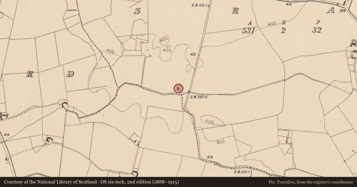 Ordnance Survey six-inch map, 2nd edition (1888–1915) covering the location of Enclosure, Srah, County Laois, with a pin at the register's coordinates