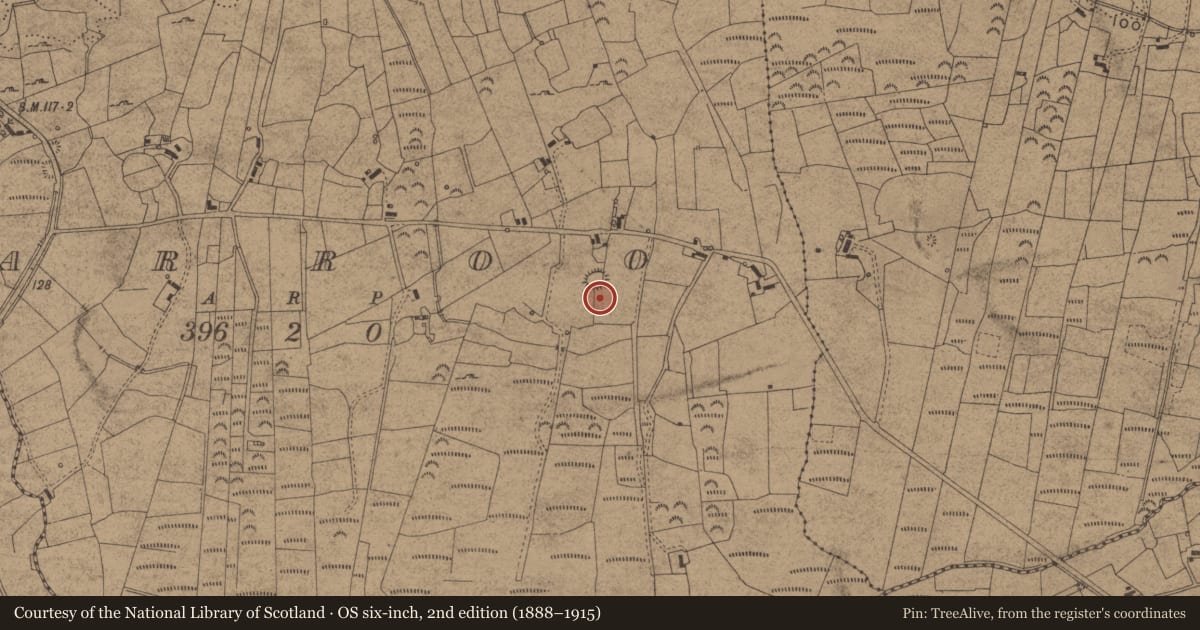Ordnance Survey six-inch map, 2nd edition (1888–1915) covering the location of Ringfort - cashel, Agharroo, County Leitrim, with a pin at the register's coordinates