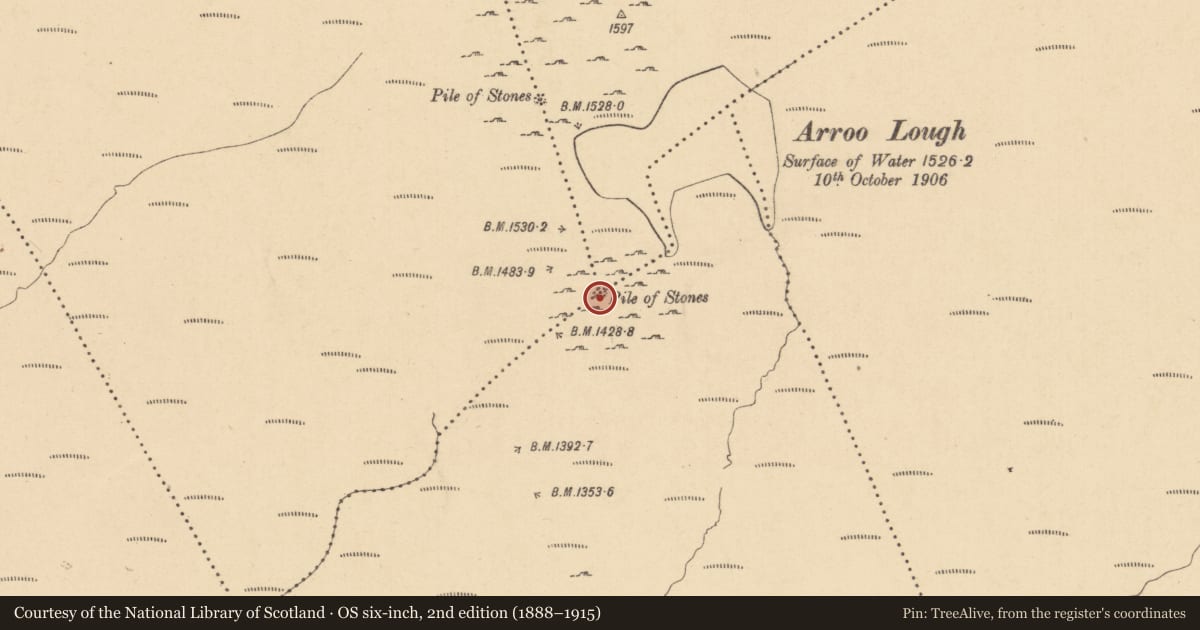 Ordnance Survey six-inch map, 2nd edition (1888–1915) covering the location of Cairn - boundary cairn, County Leitrim, with a pin at the register's coordinates