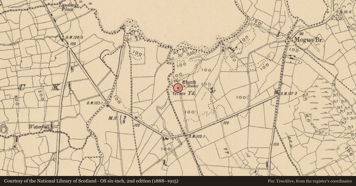 Ordnance Survey six-inch map, 2nd edition (1888–1915) covering the location of Architectural fragment, Gubalaun, County Leitrim, with a pin at the register's coordinates