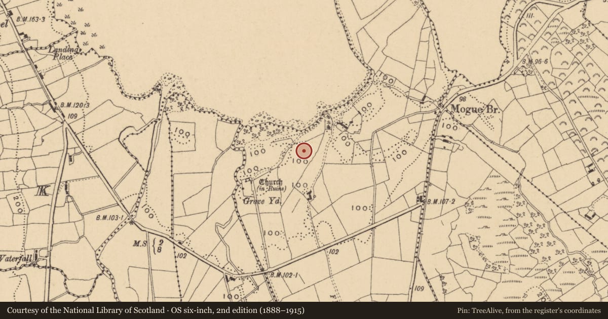 Ordnance Survey six-inch map, 2nd edition (1888–1915) covering the location of Earthwork, Gubalaun, County Leitrim, with a pin at the register's coordinates