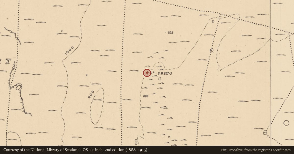 Ordnance Survey six-inch map, 2nd edition (1888–1915) covering the location of Sheepfold, Aghamore, County Leitrim, with a pin at the register's coordinates