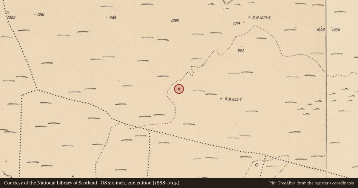 Ordnance Survey six-inch map, 2nd edition (1888–1915) covering the location of Hut site, Largy, County Leitrim, with a pin at the register's coordinates