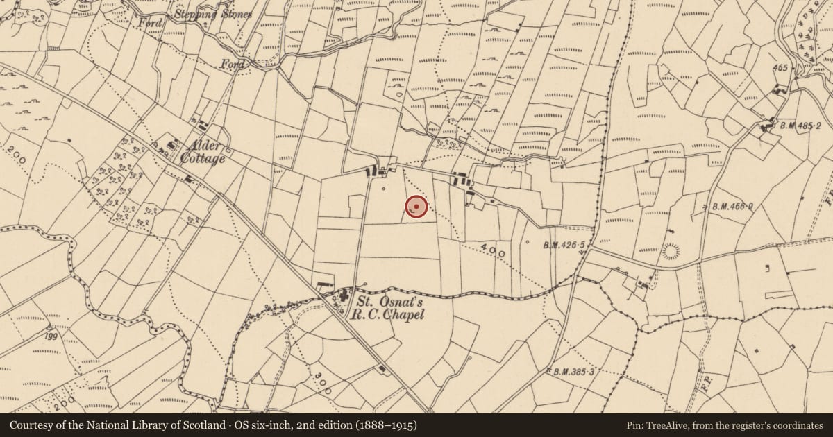 Ordnance Survey six-inch map, 2nd edition (1888–1915) covering the location of Megalithic tomb - unclassified, Cornagillagh, County Leitrim, with a pin at the register's coordinates