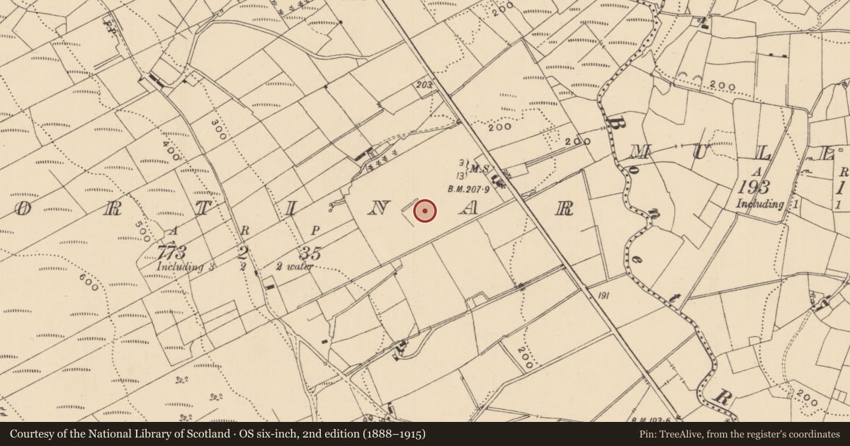 Ordnance Survey six-inch map, 2nd edition (1888–1915) covering the location of Barrow - ring-barrow, Gortinar, County Leitrim, with a pin at the register's coordinates