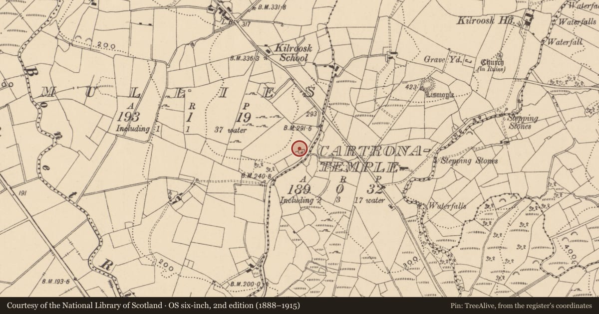 Ordnance Survey six-inch map, 2nd edition (1888–1915) covering the location of Ringfort - rath, Mullies, County Leitrim, with a pin at the register's coordinates