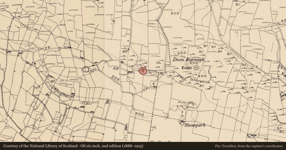 Ordnance Survey six-inch map, 2nd edition (1888–1915) covering the location of Ringfort - cashel, Gorteenaguinnell, County Leitrim, with a pin at the register's coordinates