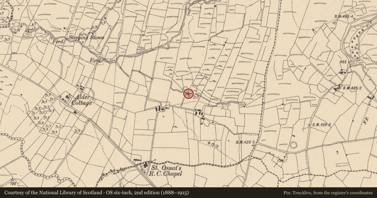 Ordnance Survey six-inch map, 2nd edition (1888–1915) covering the location of Sweathouse, Cornagillagh, County Leitrim, with a pin at the register's coordinates