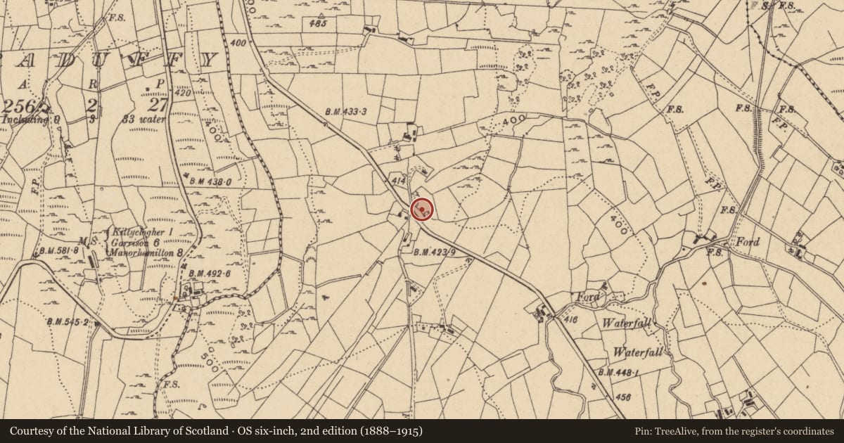Ordnance Survey six-inch map, 2nd edition (1888–1915) covering the location of Ringfort - unclassified, Kiltyclogher, County Leitrim, with a pin at the register's coordinates