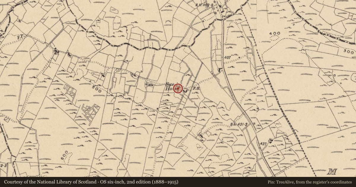 Ordnance Survey six-inch map, 2nd edition (1888–1915) covering the location of Sweathouse, Laghty Barr, County Leitrim, with a pin at the register's coordinates