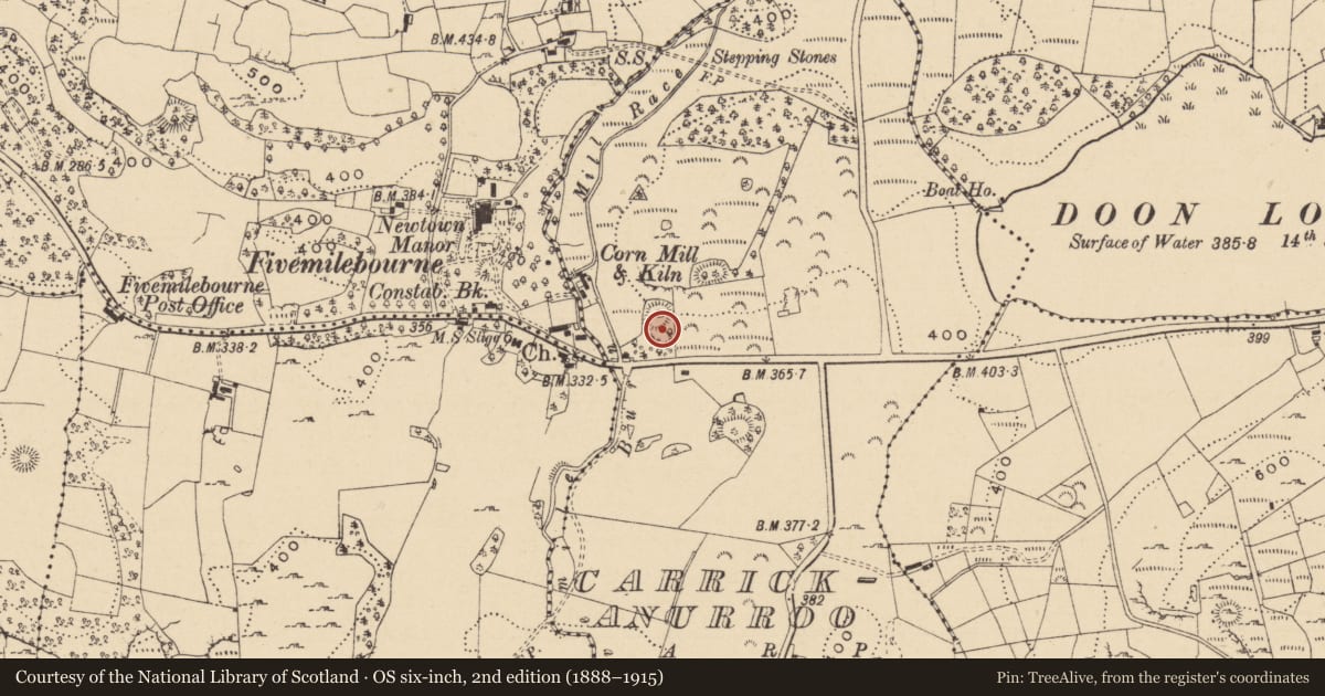 Ordnance Survey six-inch map, 2nd edition (1888–1915) covering the location of Enclosure, Carrickanurroo, County Leitrim, with a pin at the register's coordinates