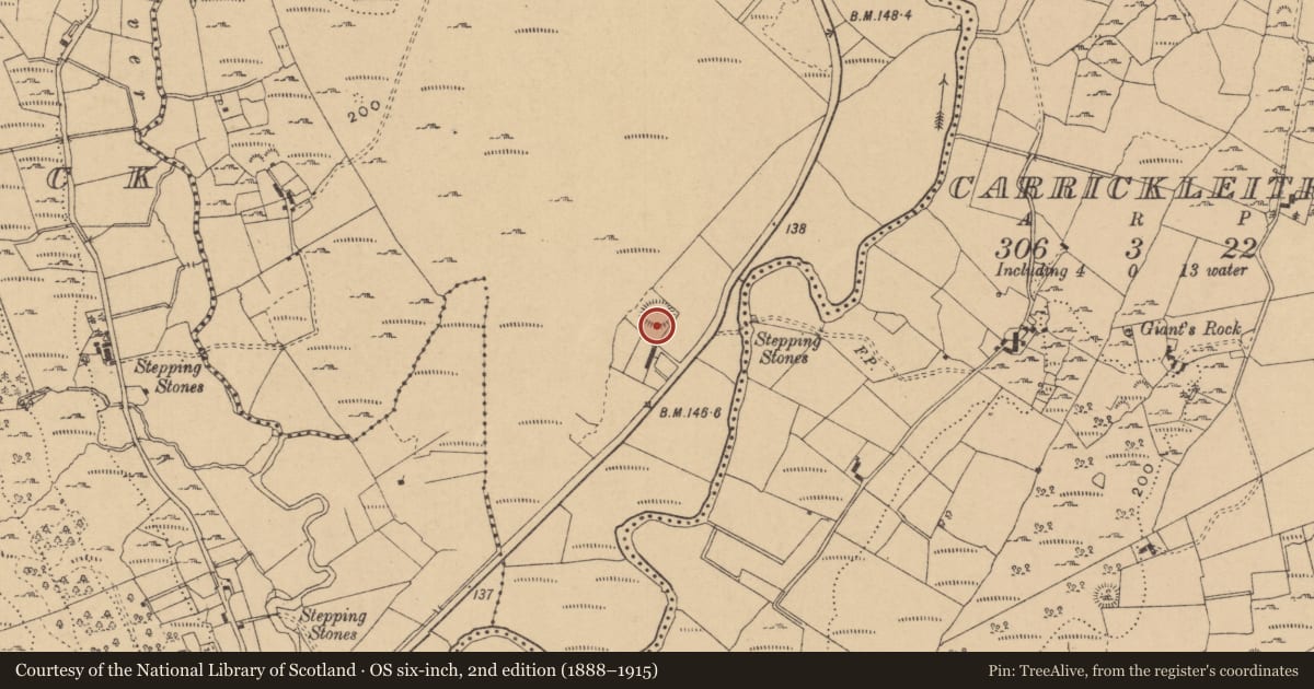 Ordnance Survey six-inch map, 2nd edition (1888–1915) covering the location of Ringfort - rath, Cornastauk, County Leitrim, with a pin at the register's coordinates