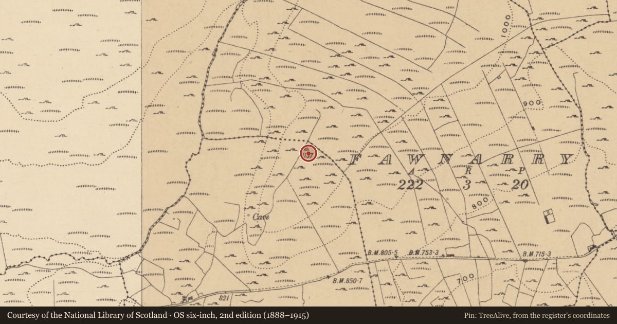 Ordnance Survey six-inch map, 2nd edition (1888–1915) covering the location of Cairn - unclassified, Curraghan, County Leitrim, with a pin at the register's coordinates