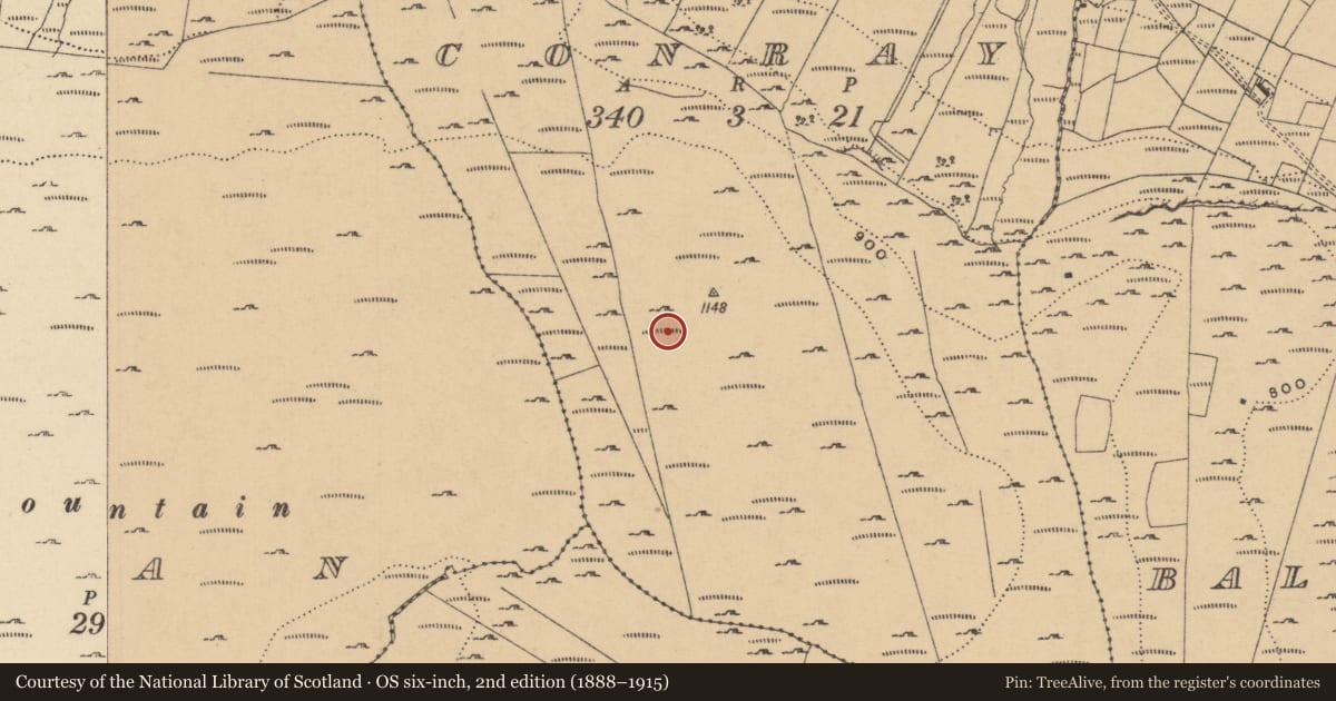 Ordnance Survey six-inch map, 2nd edition (1888–1915) covering the location of House - indeterminate date, Conray, County Leitrim, with a pin at the register's coordinates