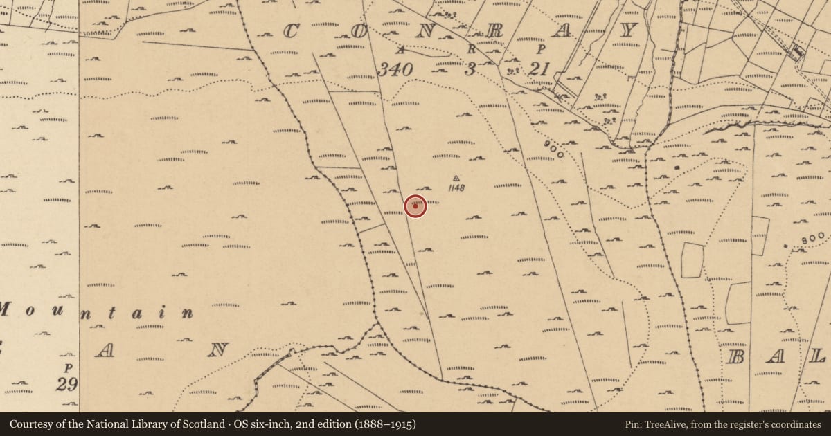 Ordnance Survey six-inch map, 2nd edition (1888–1915) covering the location of House - indeterminate date, Conray, County Leitrim, with a pin at the register's coordinates