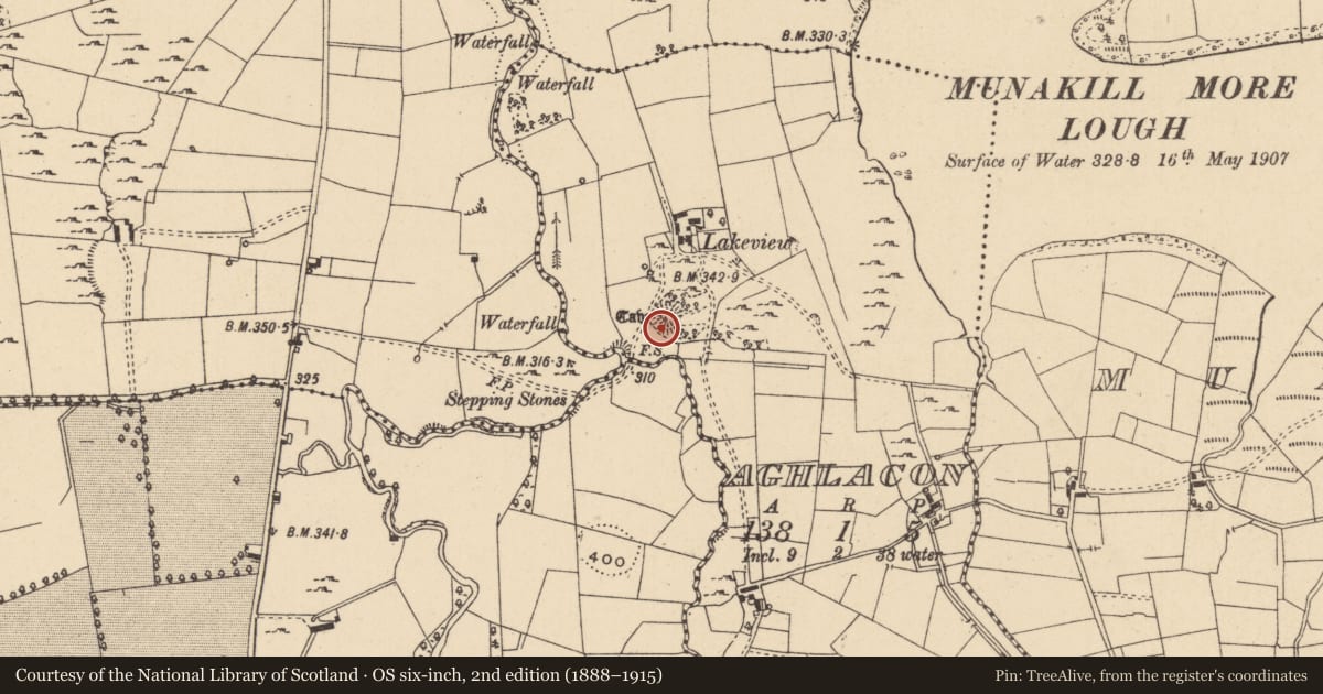 Ordnance Survey six-inch map, 2nd edition (1888–1915) covering the location of Ringfort - rath, Aghlacon, County Leitrim, with a pin at the register's coordinates