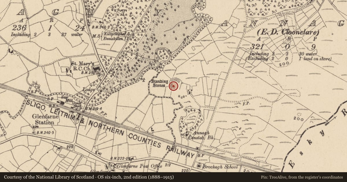 Ordnance Survey six-inch map, 2nd edition (1888–1915) covering the location of Ringfort - rath, Annagh, County Leitrim, with a pin at the register's coordinates