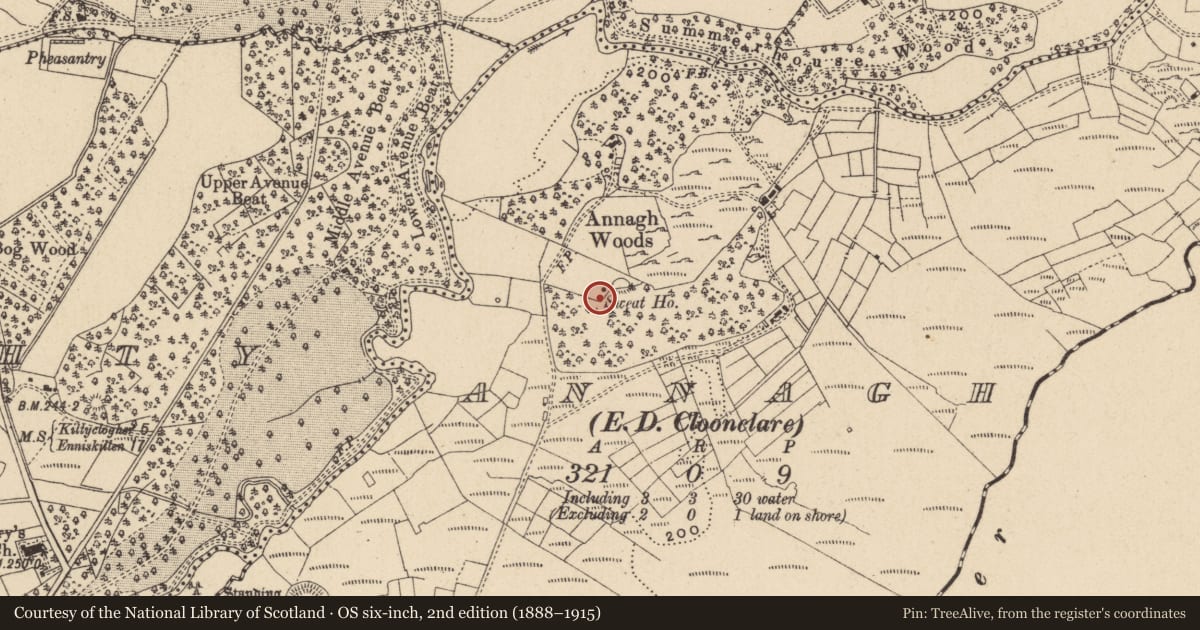 Ordnance Survey six-inch map, 2nd edition (1888–1915) covering the location of Sweathouse, Annagh, County Leitrim, with a pin at the register's coordinates