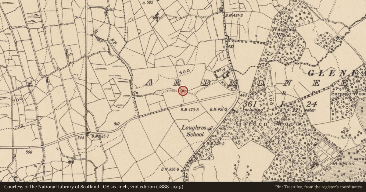 Ordnance Survey six-inch map, 2nd edition (1888–1915) covering the location of Sweathouse, Ardmoneen, County Leitrim, with a pin at the register's coordinates