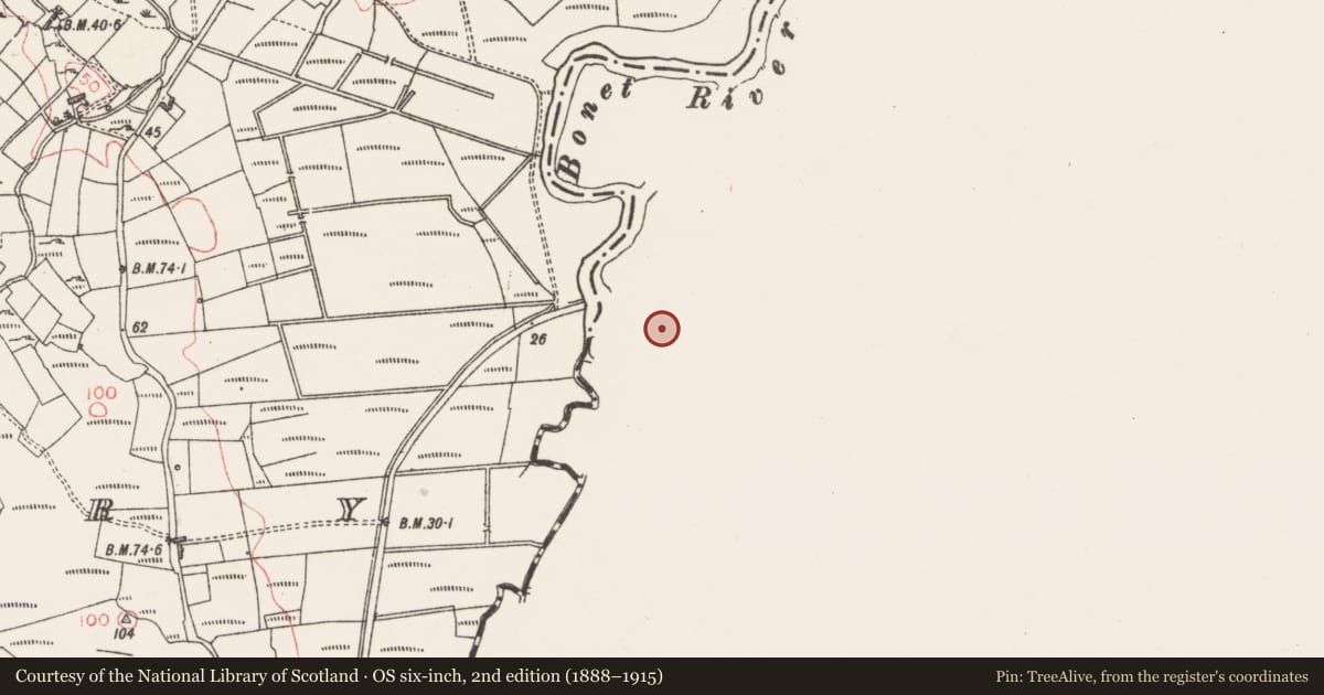Ordnance Survey six-inch map, 2nd edition (1888–1915) covering the location of Bawn, Stonepark, County Leitrim, with a pin at the register's coordinates