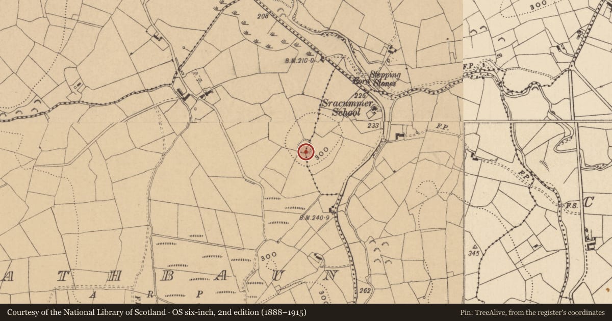 Ordnance Survey six-inch map, 2nd edition (1888–1915) covering the location of Ringfort - rath, Rathbaun, Sracummer, County Leitrim, with a pin at the register's coordinates