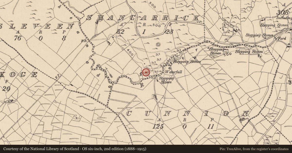Ordnance Survey six-inch map, 2nd edition (1888–1915) covering the location of Souterrain, Shancarrick, County Leitrim, with a pin at the register's coordinates
