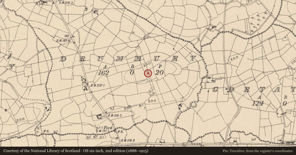 Ordnance Survey six-inch map, 2nd edition (1888–1915) covering the location of Ringfort - rath, Drummury, County Leitrim, with a pin at the register's coordinates