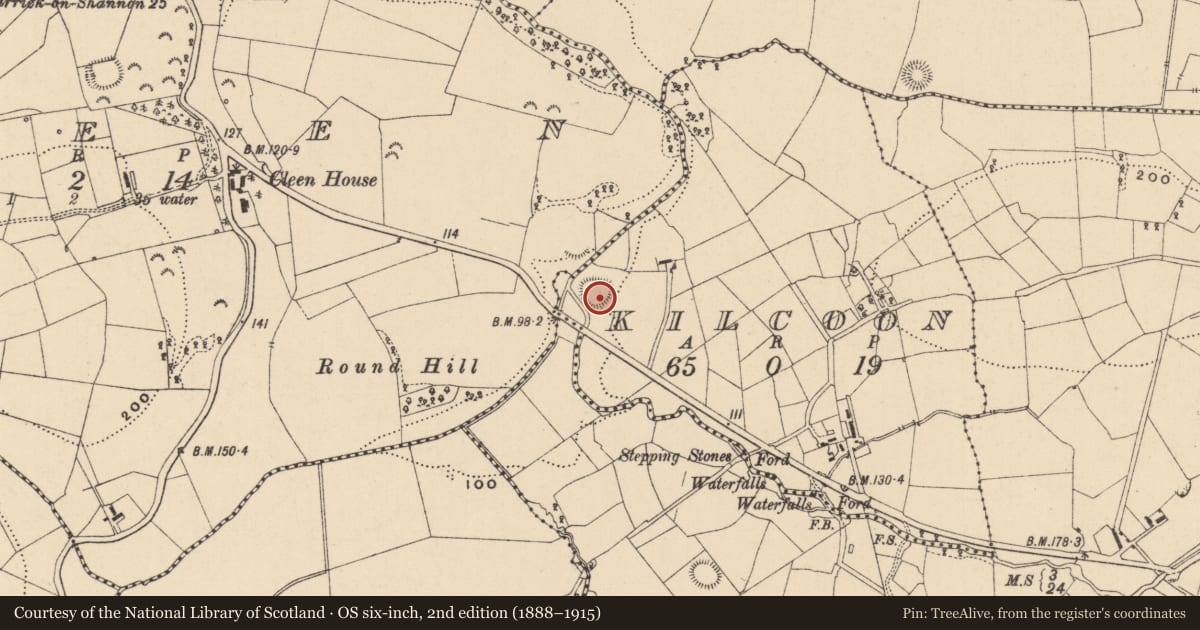 Ordnance Survey six-inch map, 2nd edition (1888–1915) covering the location of Ringfort - rath, Kilcoon, County Leitrim, with a pin at the register's coordinates