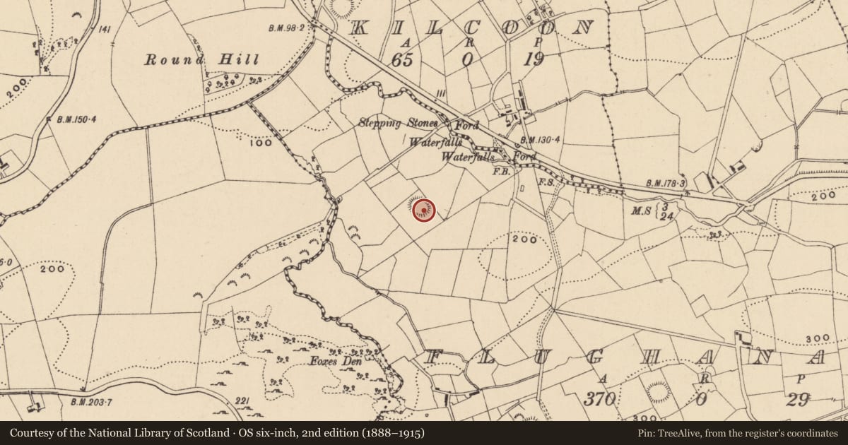 Ordnance Survey six-inch map, 2nd edition (1888–1915) covering the location of Ringfort - rath, Flughanagh, County Leitrim, with a pin at the register's coordinates