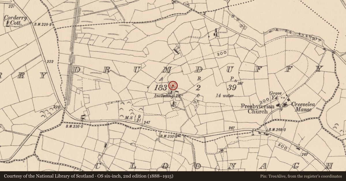 Ordnance Survey six-inch map, 2nd edition (1888–1915) covering the location of Ringfort - unclassified, Drumduffy, County Leitrim, with a pin at the register's coordinates
