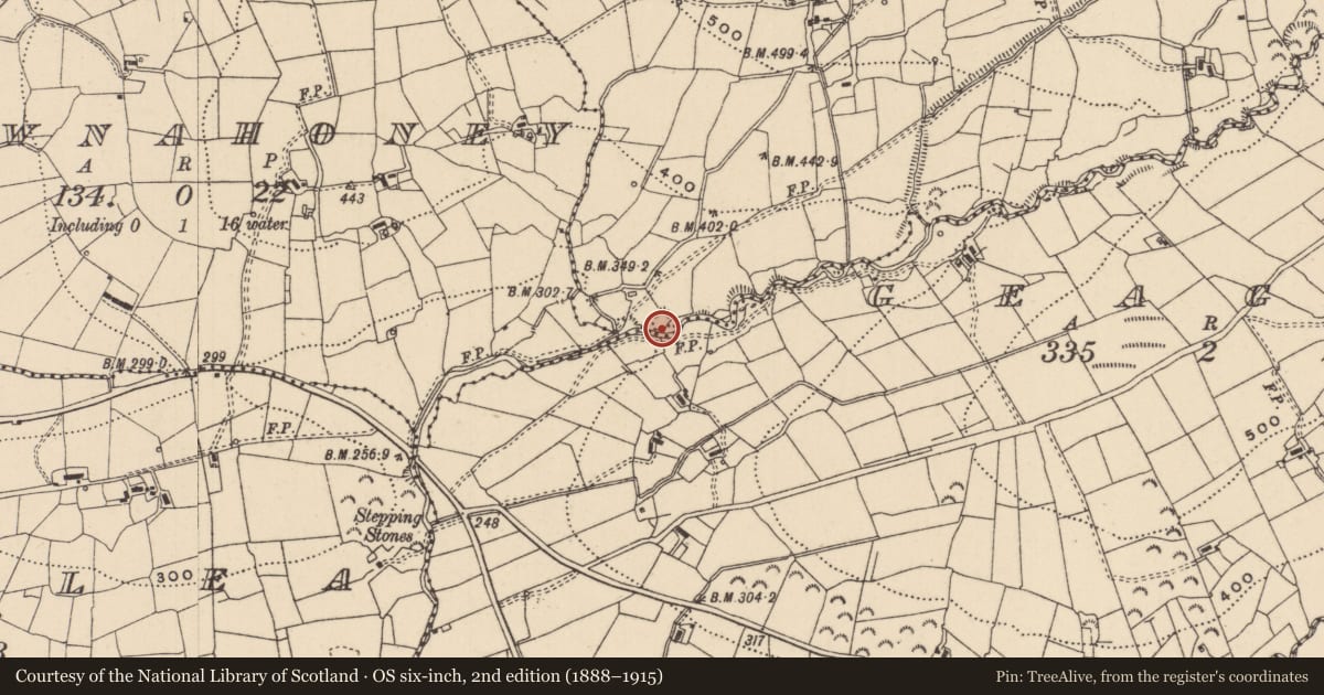 Ordnance Survey six-inch map, 2nd edition (1888–1915) covering the location of Penal Mass station, Altavra, County Leitrim, with a pin at the register's coordinates